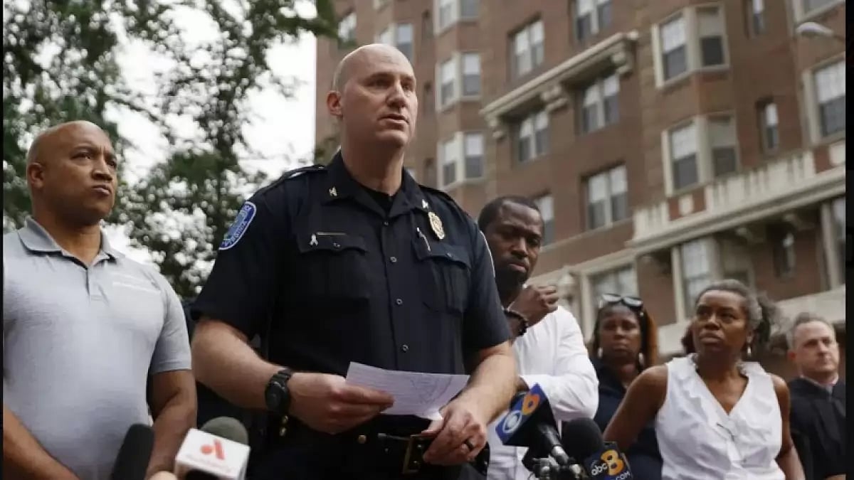 Richmond Interim Chief of Police gives a news briefing about a shooting at the graduation ceremony