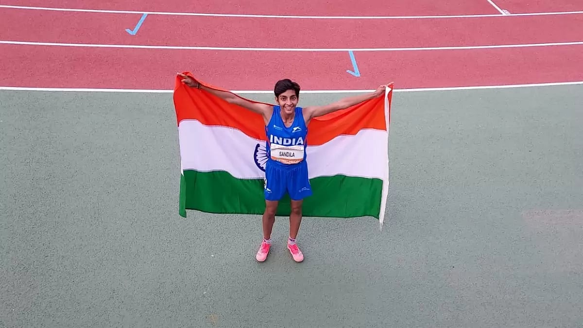 Sandila celebrates her win on Wednesday.