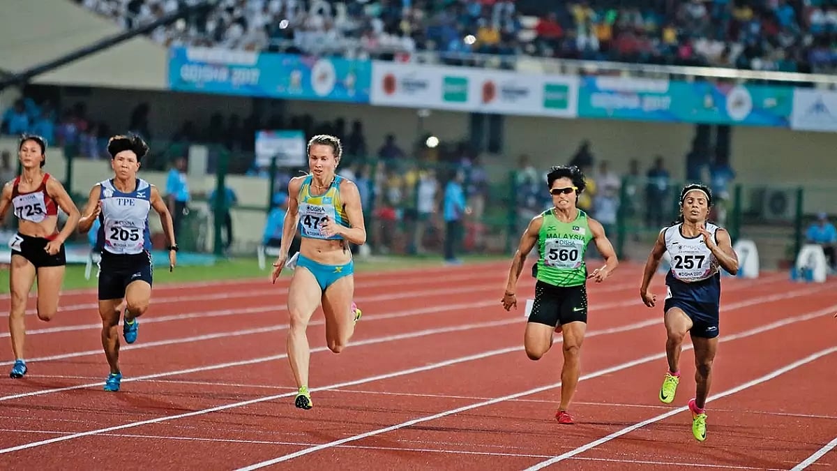 Unstoppable: utee Chand in action at the women’s 100m race at the Asian Athletics Championships held in India, 2017