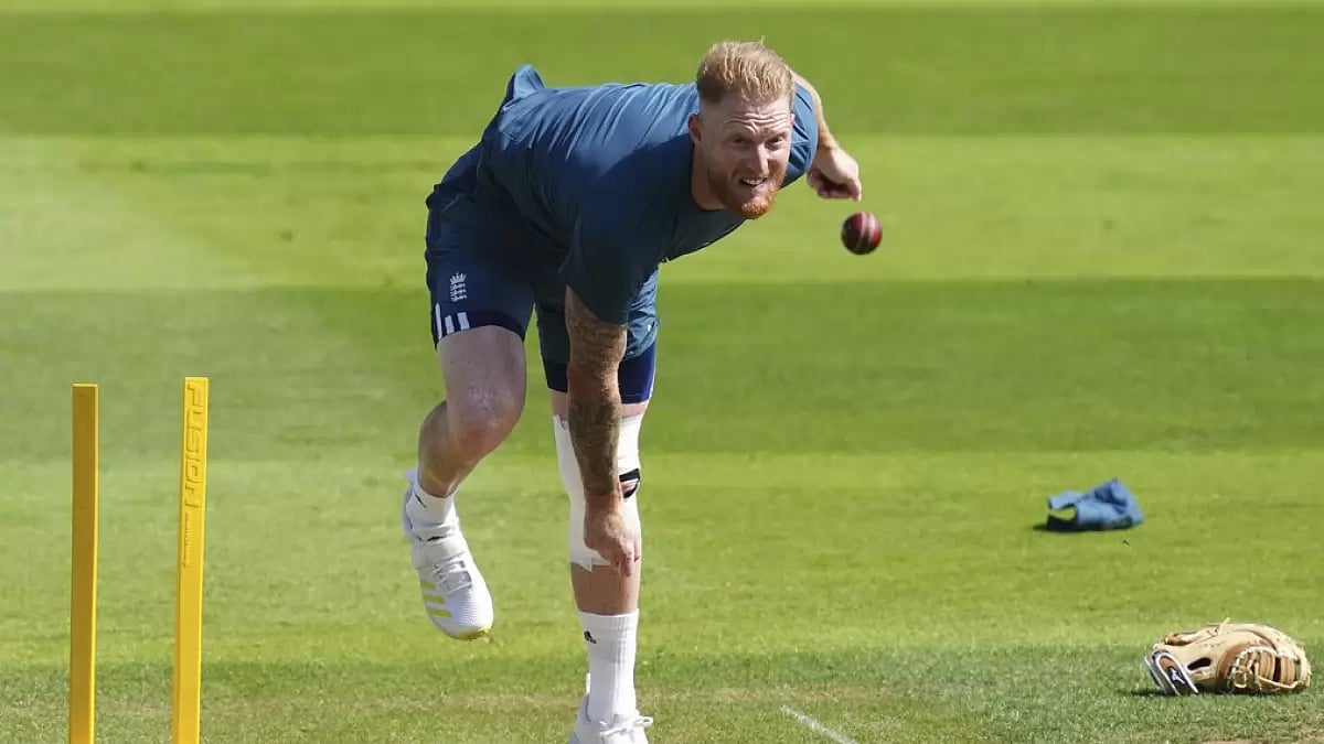 Stokes bowls during England team's net session in Birmingham on Thursday.