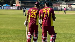Rovman Powell's century was enough for the West Indies for a big win against UAE.