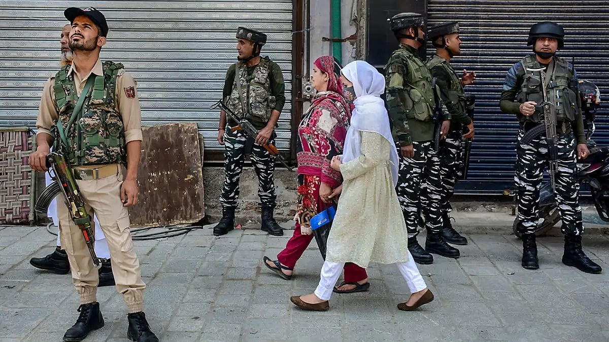 Security at Lal Chowk in Srinagar