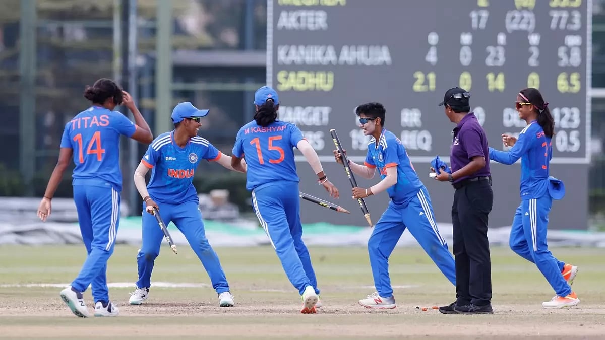 India A players celebrate the win against Bangladesh A.