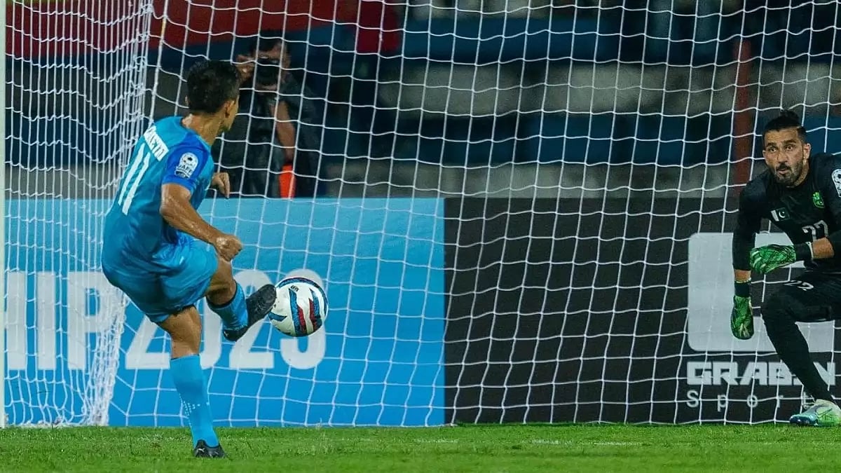 Chhetri converted two penalties during his hat-trick in Bengaluru on Wednesday.