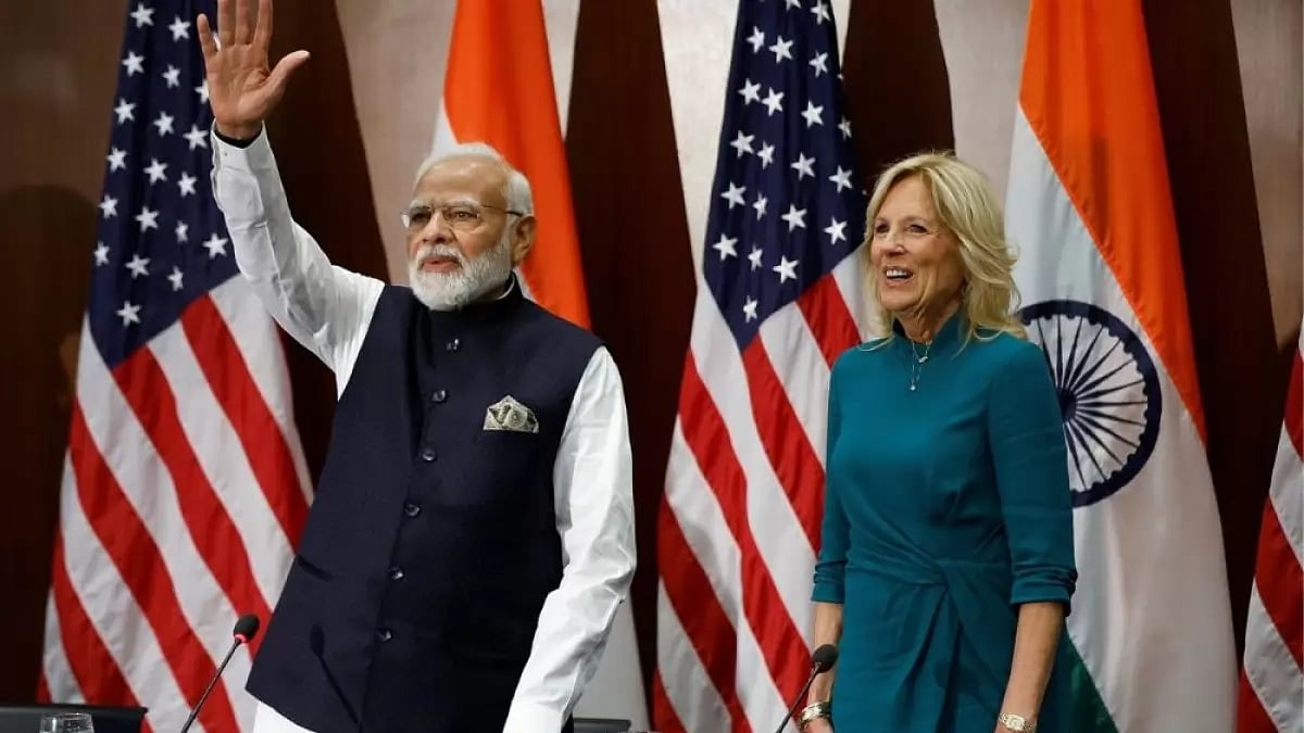 Prime Minister Narendra Modi and First Lady Jill Biden 