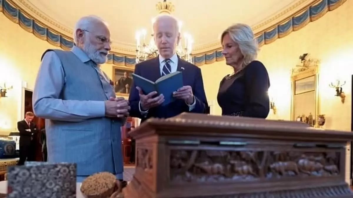 PM Modi with US President Joe Biden and First Lady Jill Biden at a private dinner in White House