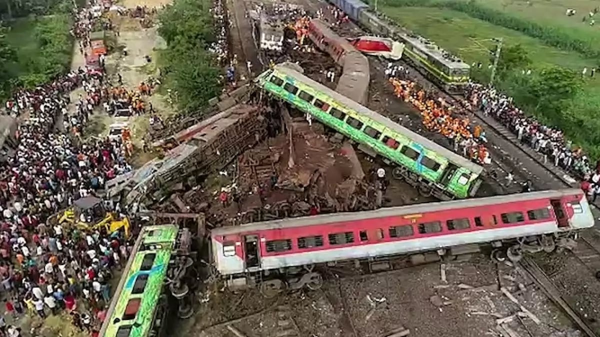 Visual from the three-train collision in Odisha