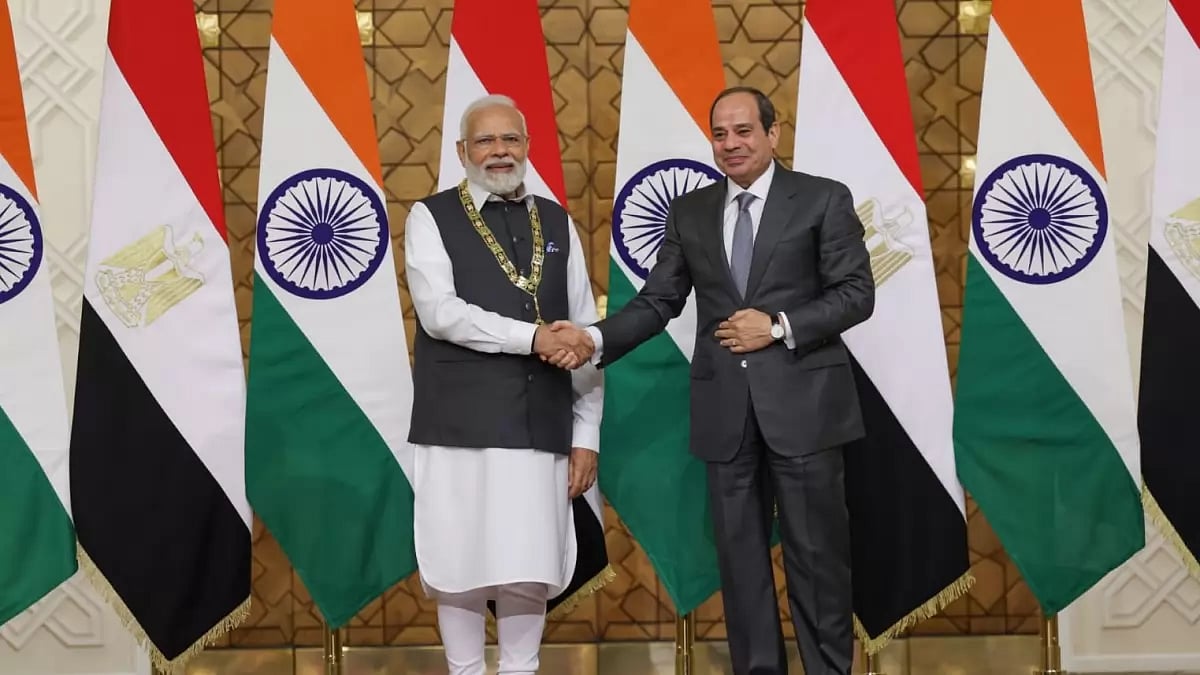 Indian Prime Minister Narendra Modi received Egypt's highest civilian honor, the 'Order of Nile,' du