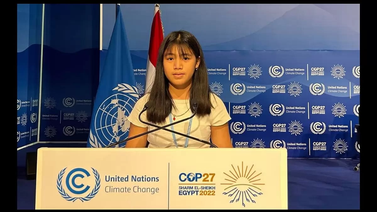 Young climate activist Licypriya Kangujam at COP27.