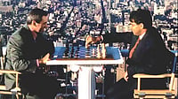 Revolutionising Chess: Cutting-Edge Innovations And Breakthroughs Kasparov and Anand play chess on top of the World Trade Center in New York in 1995.