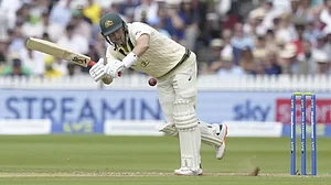 Labuschagne bats during Day 1 of the 2nd Test against England in London on Wednesday.