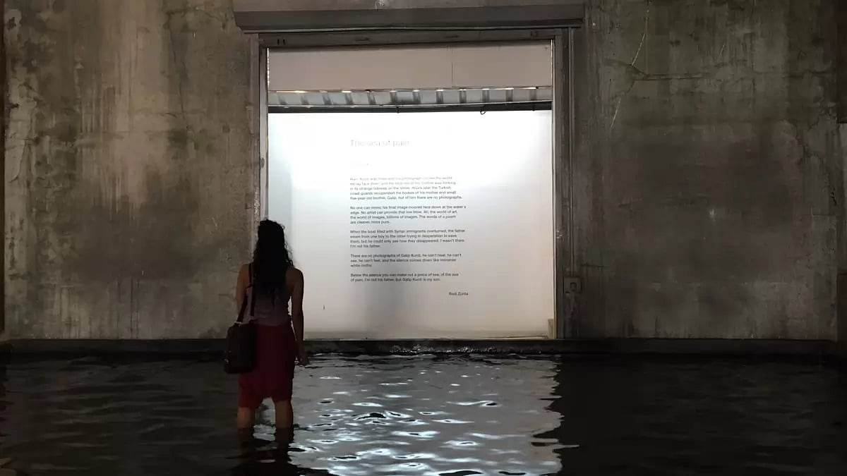 'Sea of Pain' by Raul Zurita at the Kochi Biennale.