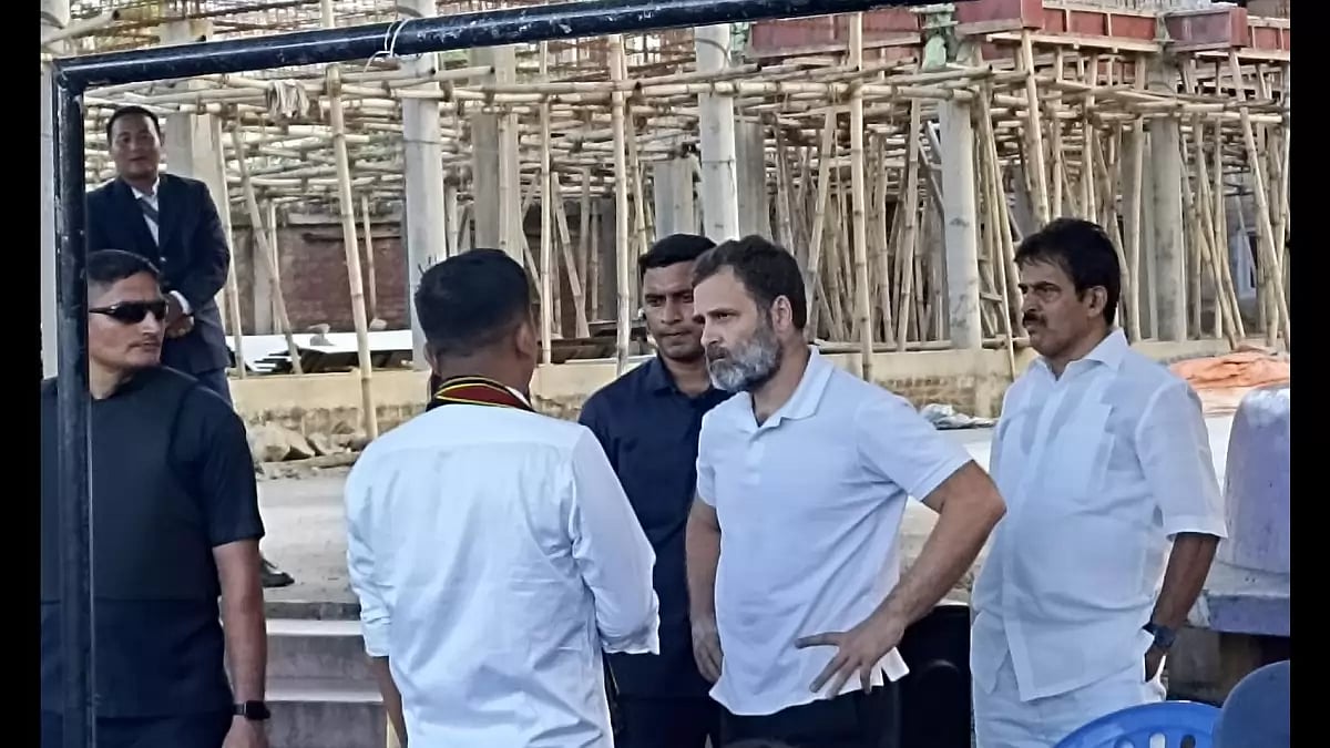 Rahul Gandhi at a relief camp in Manipur