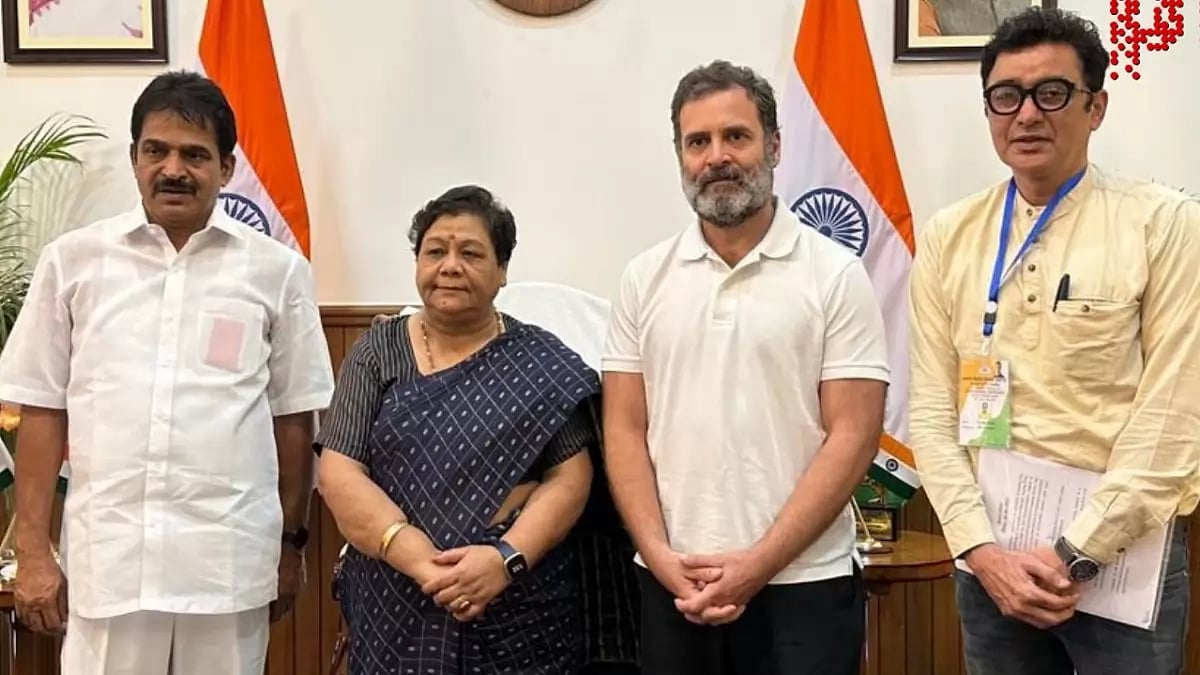 Congress leader Rahul Gandhi met Manipur Governor Anusuiya Uikey at the Raj Bhavan in Imphal 