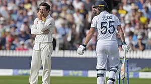 Ben Duckett and Ben Stokes (in pic) are still at the crease for England.