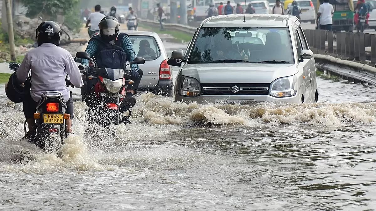 Waterlogging after rain in Gurugram
