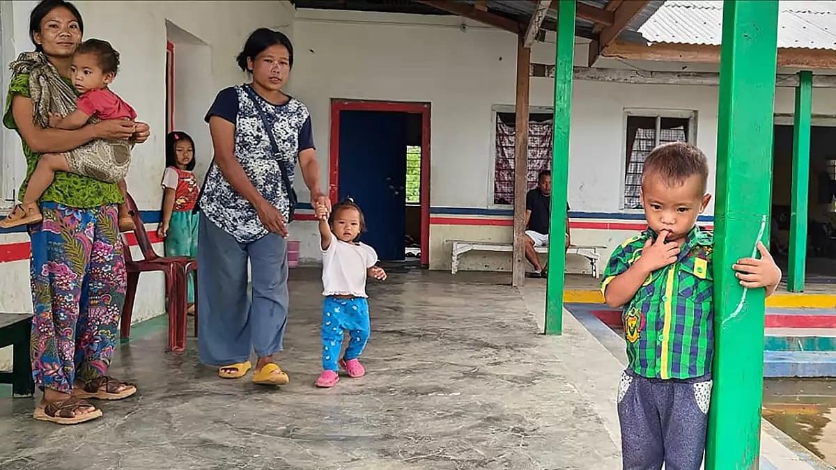 Kuki community people at a relief camp