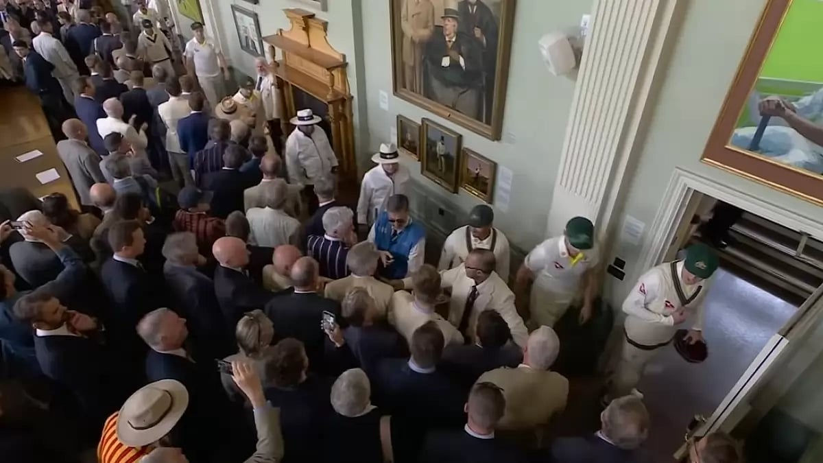 Usman Khawaja seen confronting a member of the MCC on the final day of the Lord's Test.