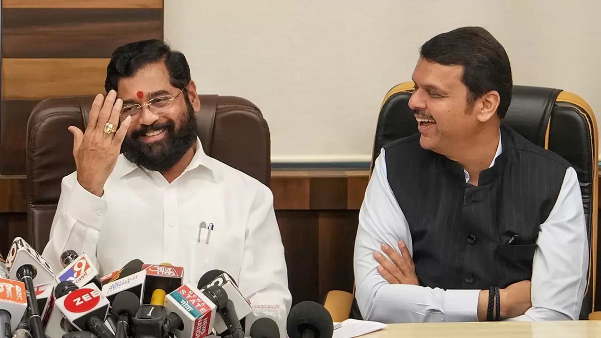 Eknath Shinde, Devendra Fadnavis at press conference
