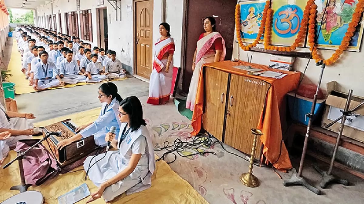 Faith And Education: A prayer meeting at the Sarada Bidya Mandir