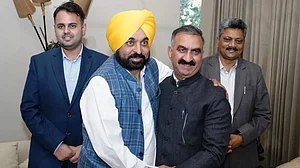 File photo of Punjab Chief Minister Bhagwant Mann and AAP supremo Arvind Kejriwal