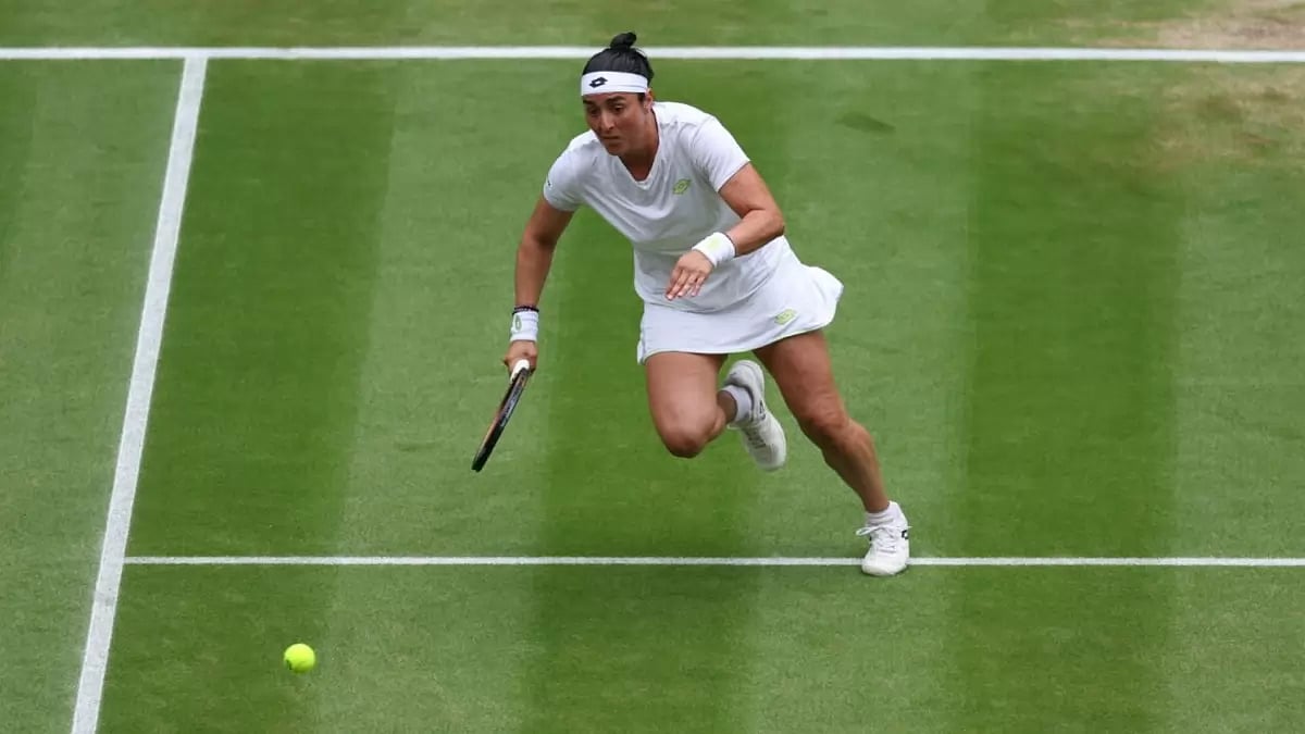 Ons Jabeur (in pic) of Tunisia in action against Elena Rybakina of Russia in Wimbledon quarter-final