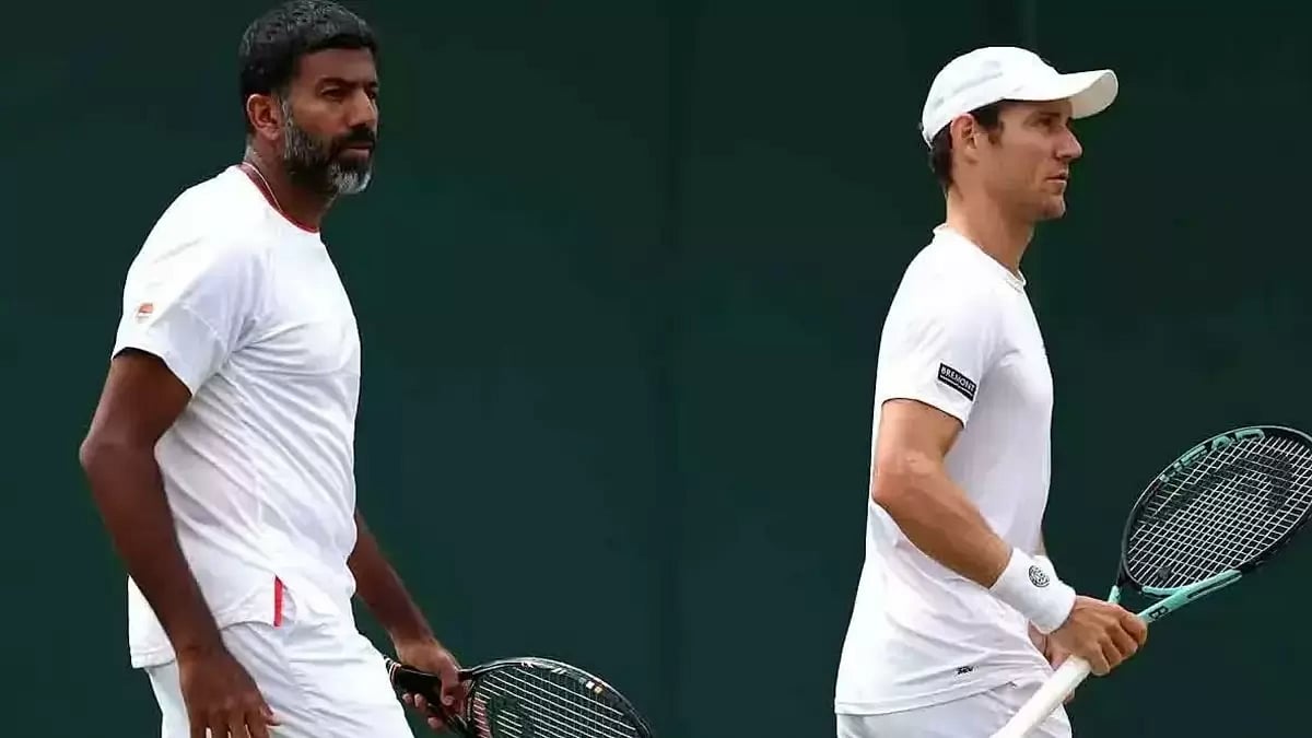 Rohan Bopanna (left) and Matthew Ebden in Wimbledon action.