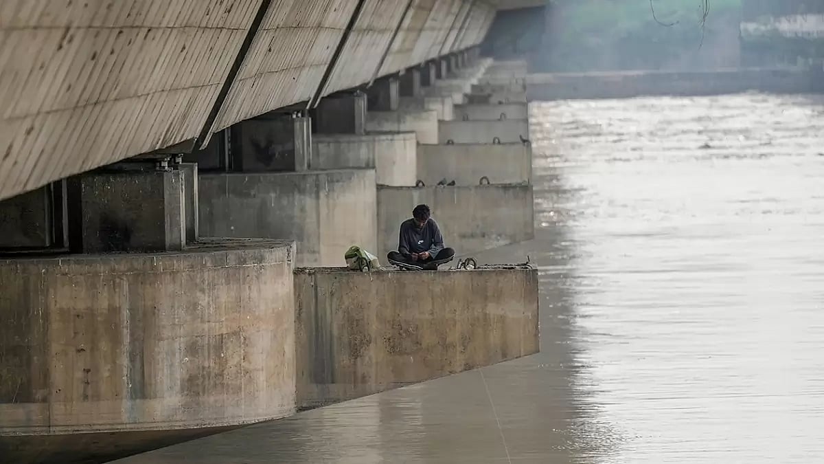 Swollen Yamuna river