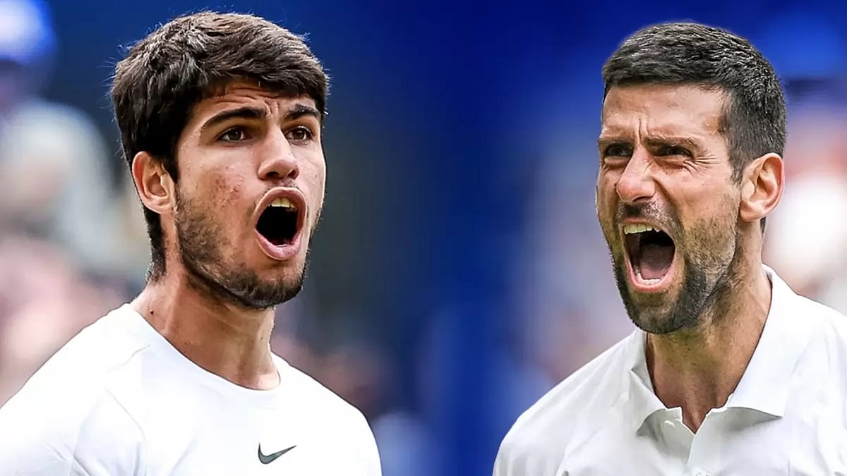 Carlos Alcaraz (left) and Novak Djokovic meet in the most anticipated match ever.