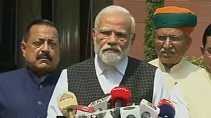 Prime Minister Narendra Modi interacting with the reporters before parliament session today
