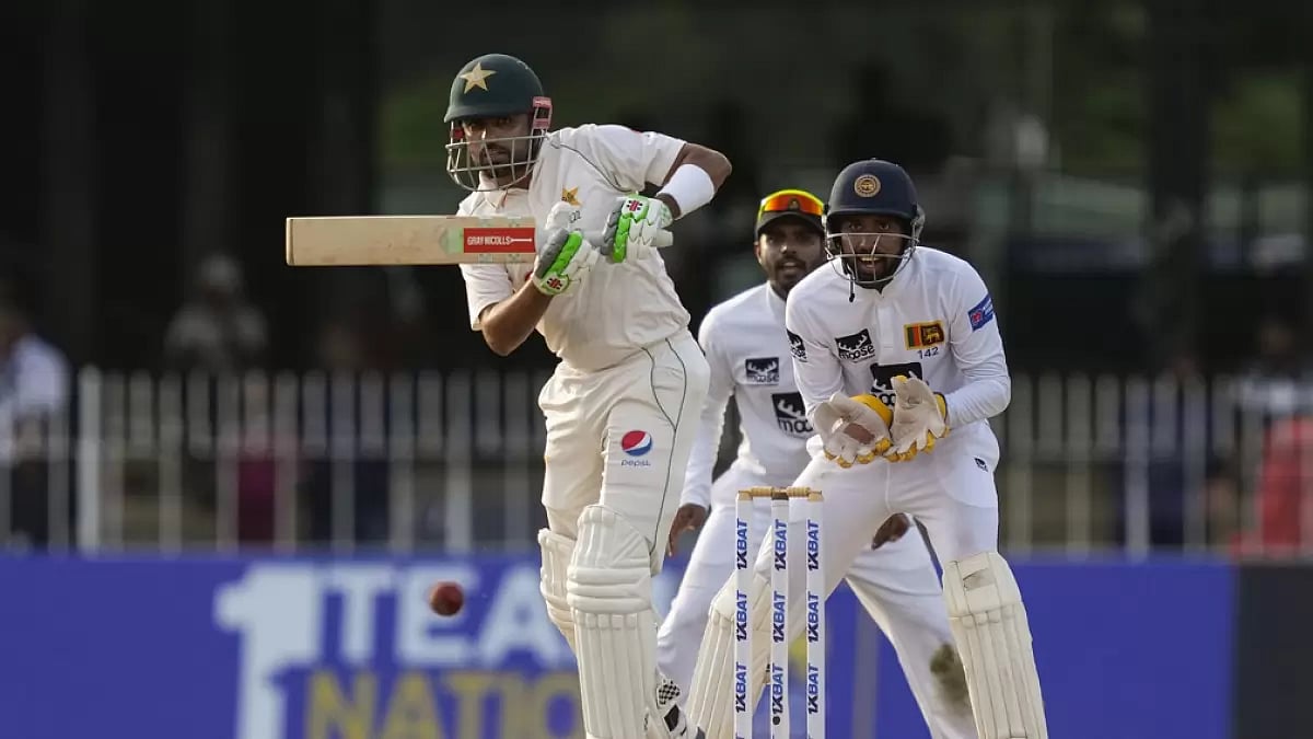 Pakistan skipper Babar Azam in action against Sri Lanka.