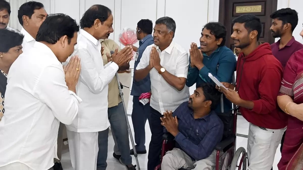 Telangana CM K Chandrasekhar Rao meeting people from his state
