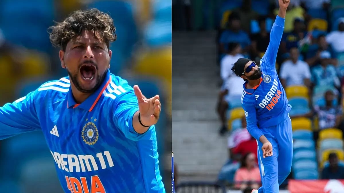 Kuldeep Yadav (left) and Ravindra Jadeja were phenomenal in the 1st ODI vs West Indies.
