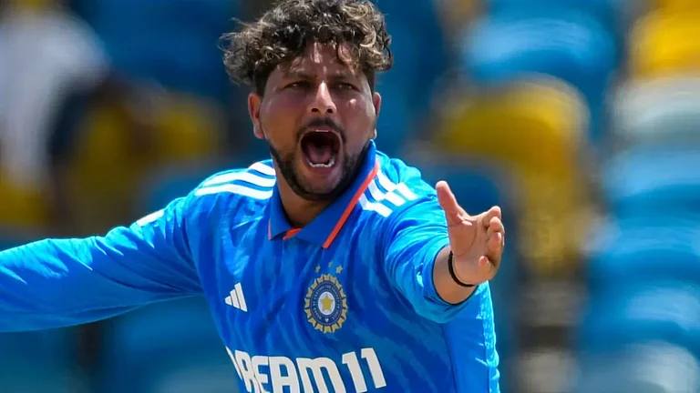 File image of India's left-arm spinner Kuldeep Yadav in action. - null