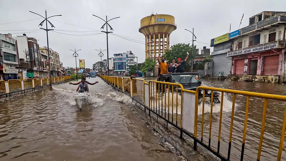 Waterlogging after rain in Jaipur