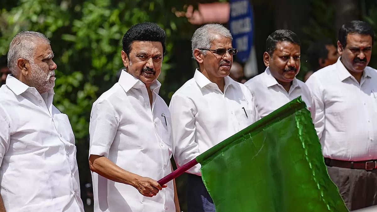 MK Stalin at an event in Chennai