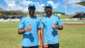 Tilak Verma (left) and Mukesh Kumar will be making their international T20 debuts vs West Indies.