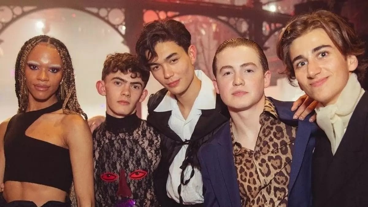 The cast of Heartstopper dressed stylishly for a promotional event