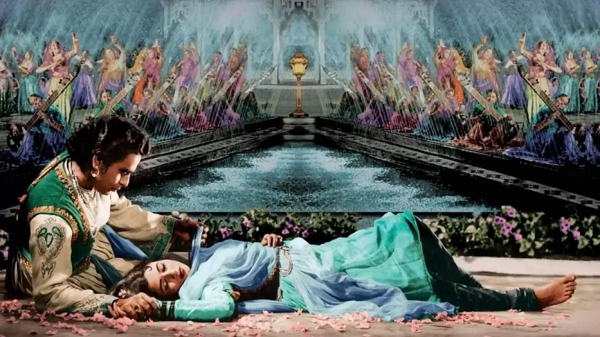 Mughal-E-Azam, starring Dileep Kumar and Madhubala as Mughal prince Salim and court dancer Anarkali, remains one of the iconic Bollywood films.