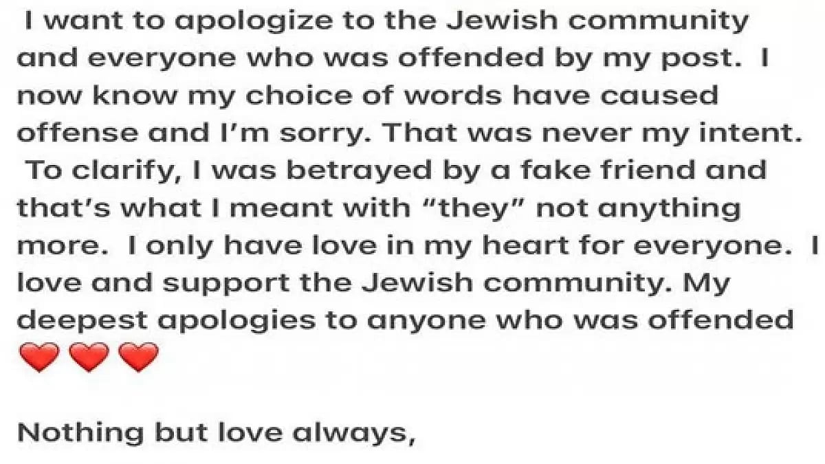 Jamie Foxx apology on Instagram