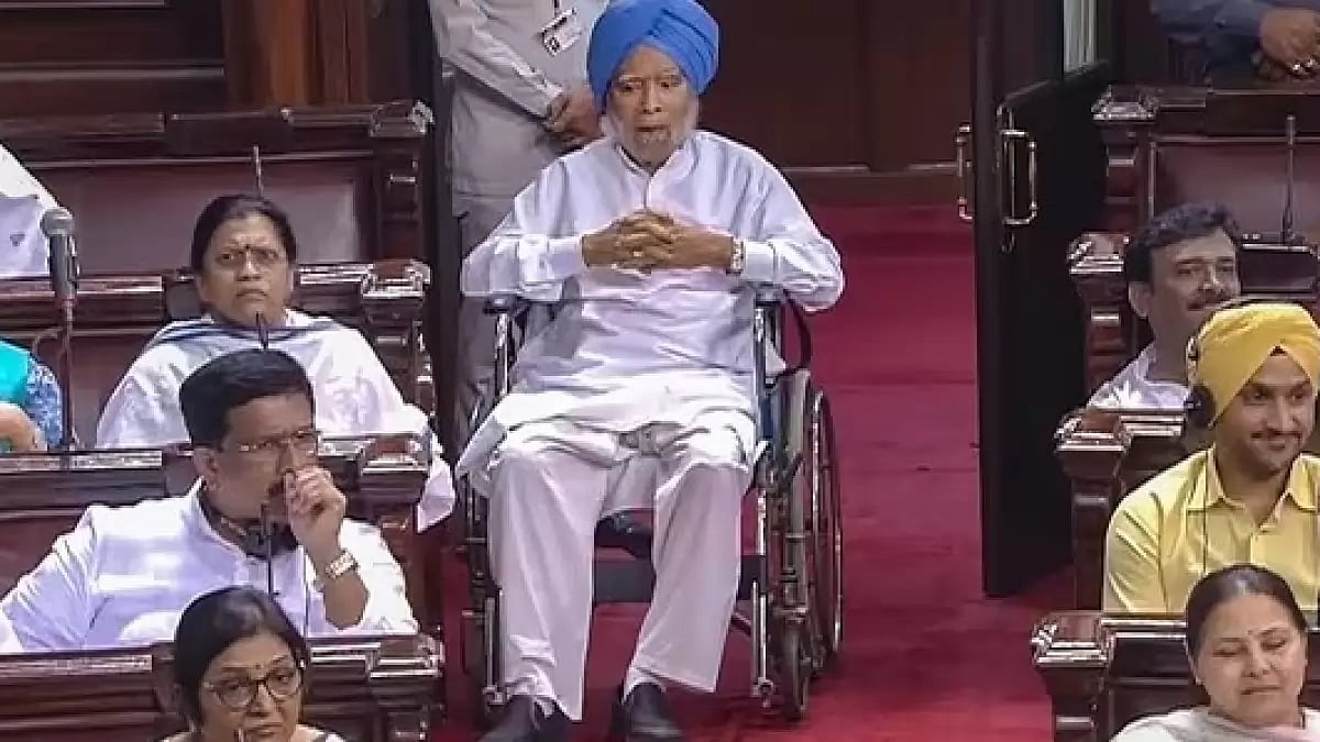 Former prime minister Manmohan Singh at the Rajya Sabha on Monday