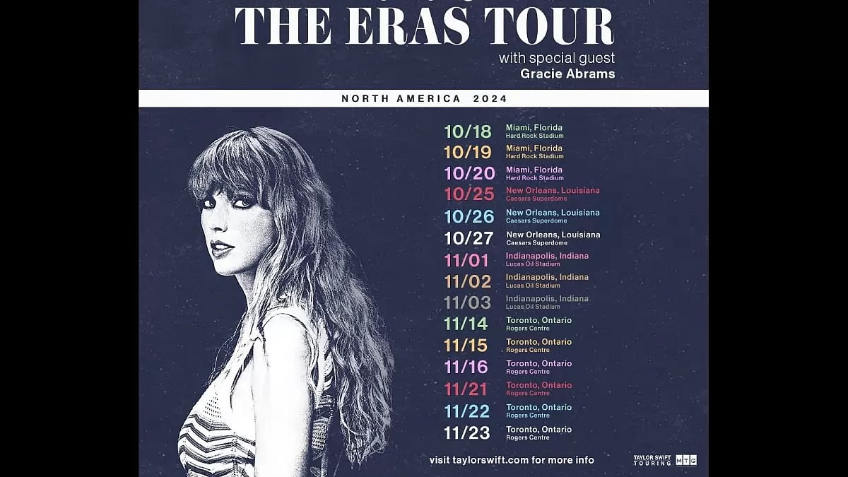 Taylor Swift adds three US cities and one Canadian city to The Eras Tour 2024 