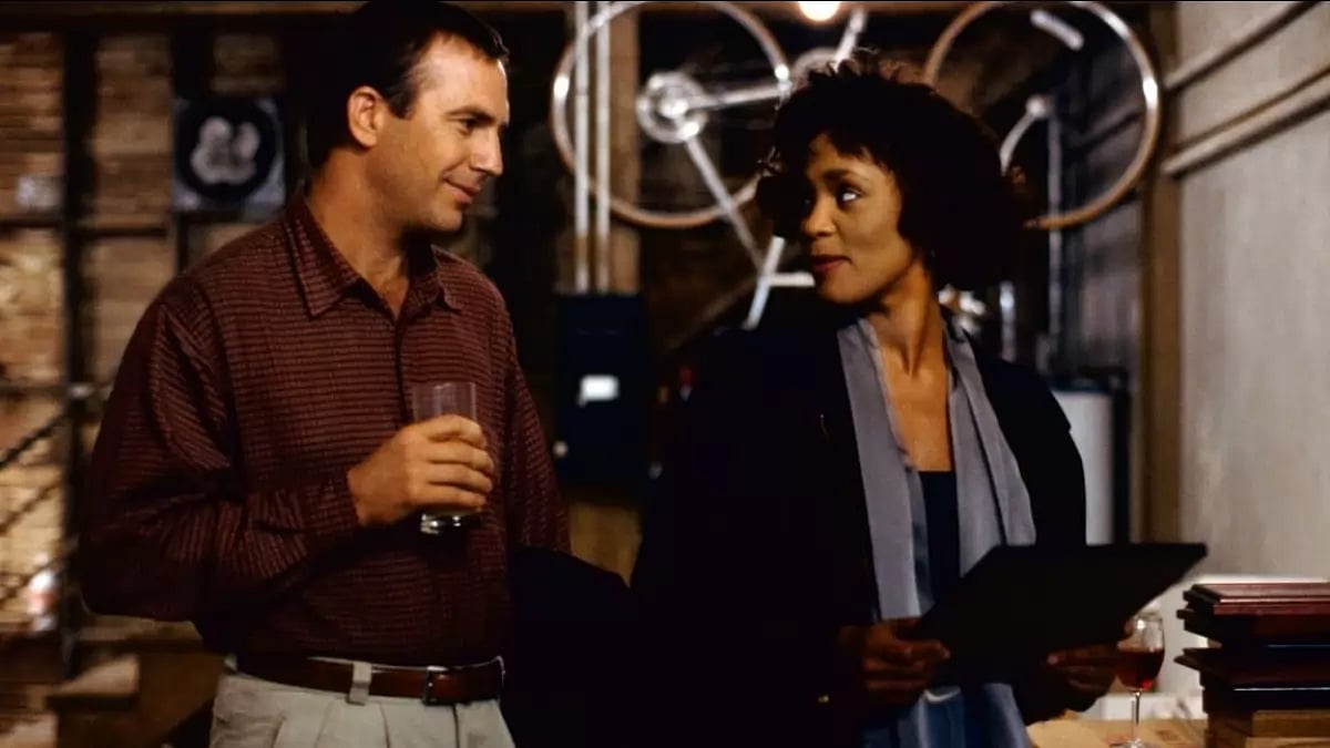 Scene from The Bodyguard, starring Kevin Costner and Whitney Houston