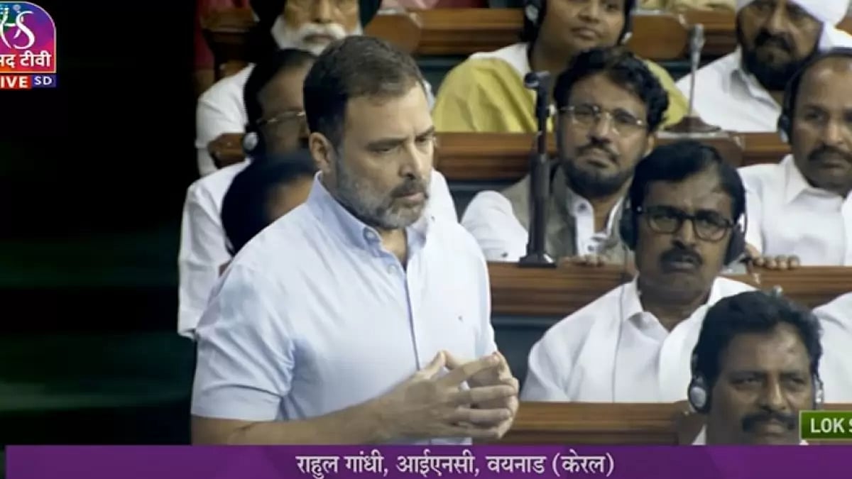 Congress leader Rahul Gandhi in Lok Sabha