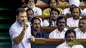 Rahul Gandhi speaking during the no-confidence debate in parliament on Wednesday
