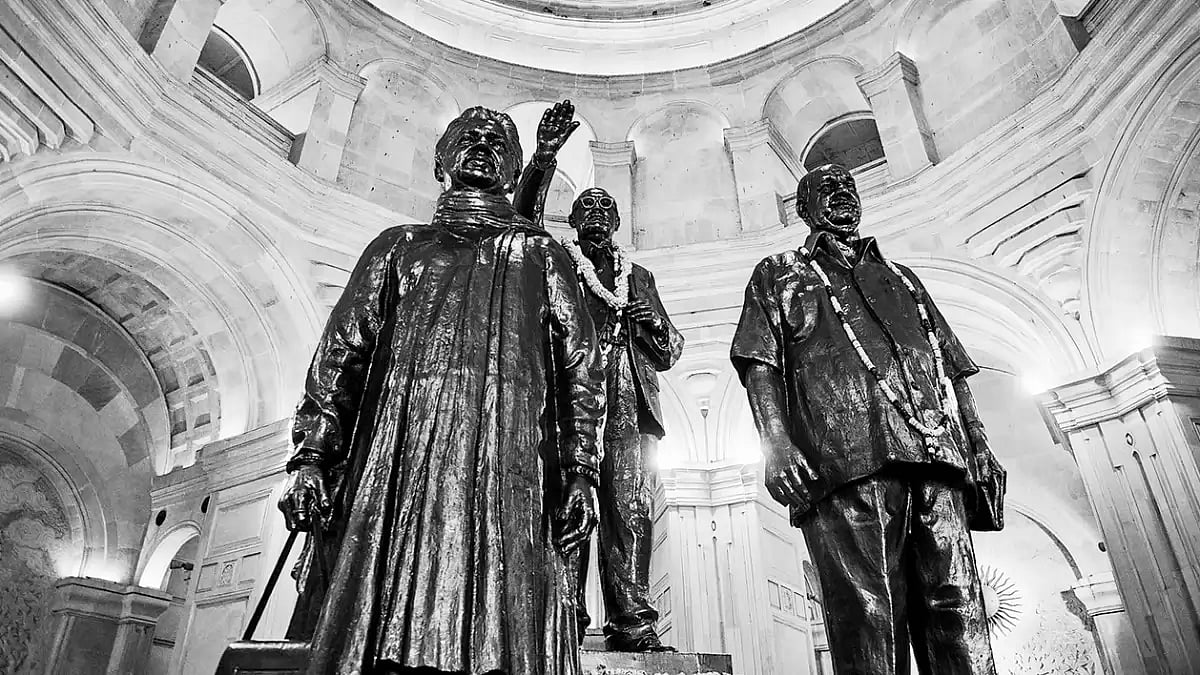 All Stalwarts: Statues of Dr BR Ambedkar, Kanshi Ram  and Mayawati  