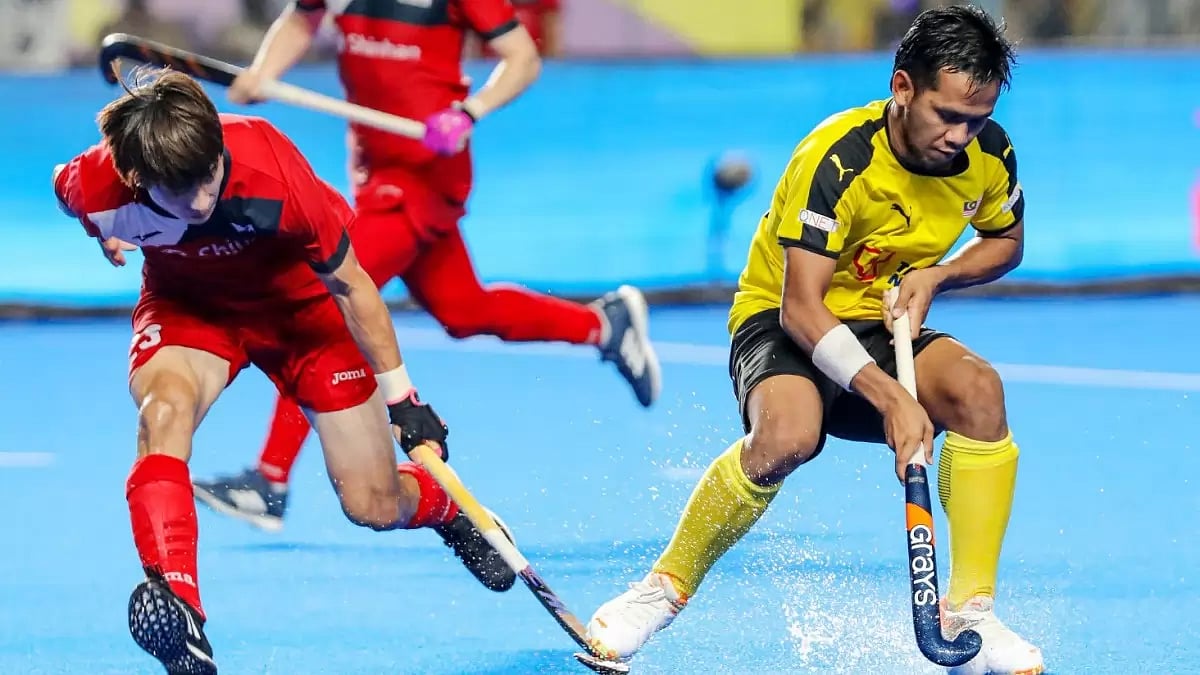 Action from the Malaysia-South Korea clash.