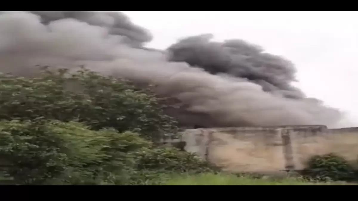 A godown in north Delhi's Alipur area caught fire.