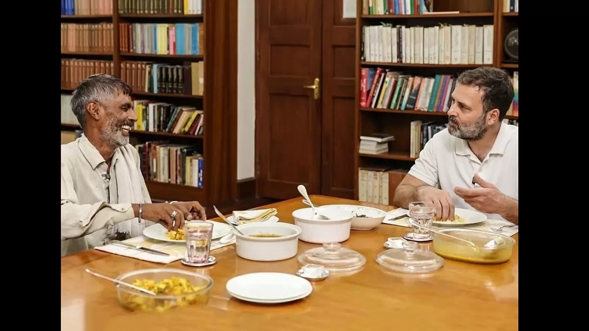 Rahul Gandhi at lunch with vegetable vendor Rameshwar
