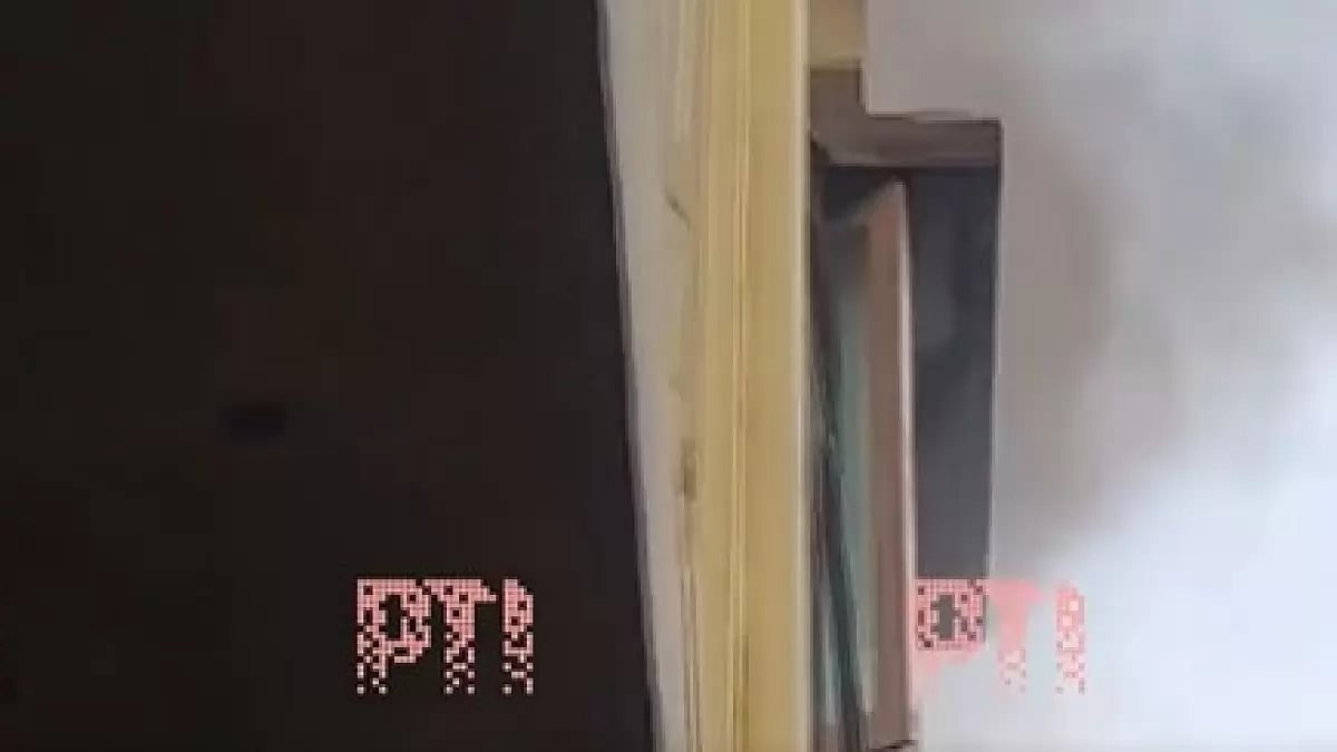 Smoke coming out of Srinivasa Kidney Center & Maternity Hospital in Telangana